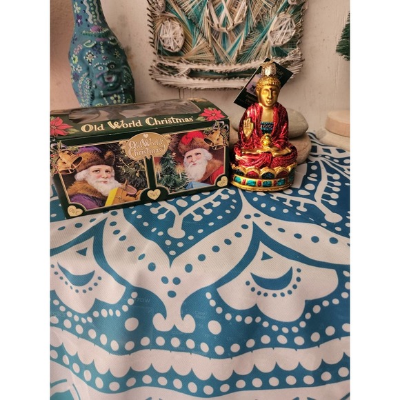 Christmas glass classic ornament colorful buddha ohm bohemian decor holiday - Picture 4 of 10
